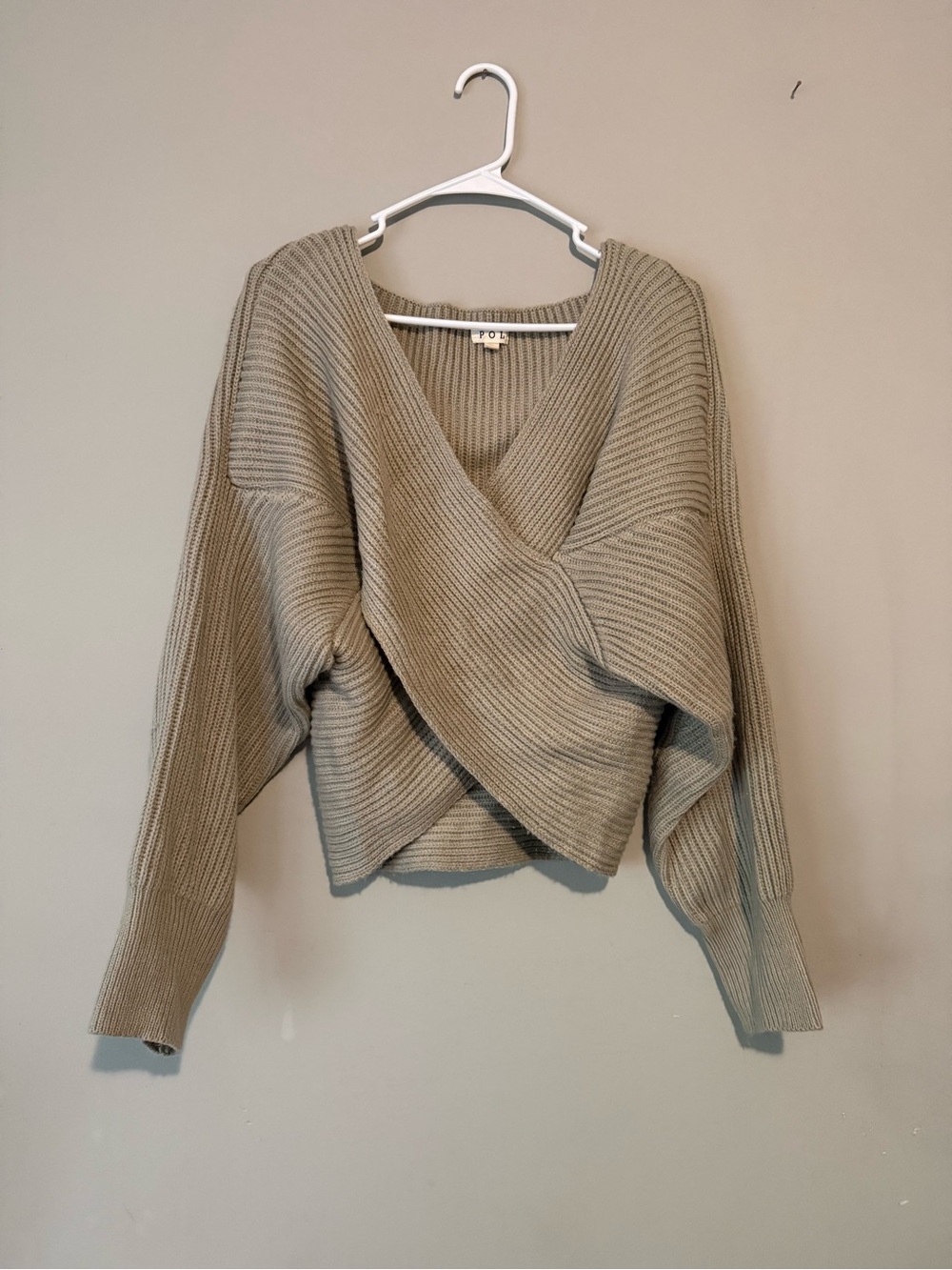 POL Ribbed Knit Wrapped Crossover Sweater - Picture 1 of 4